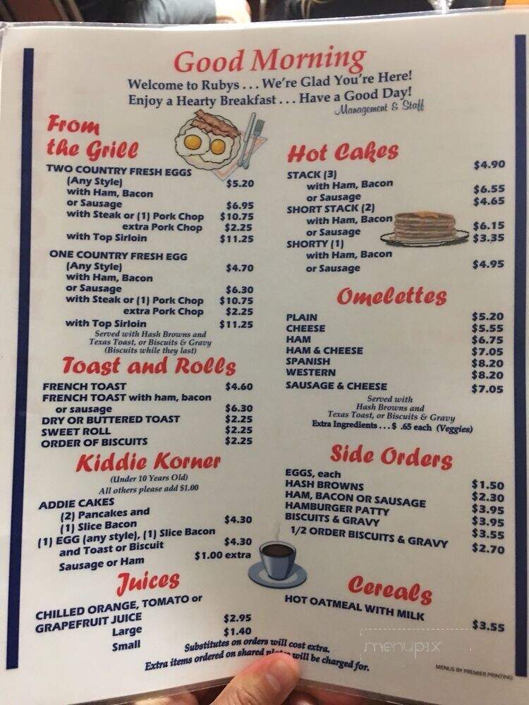 Rubys Inn & Restaurant - Purcell, OK menu_pic