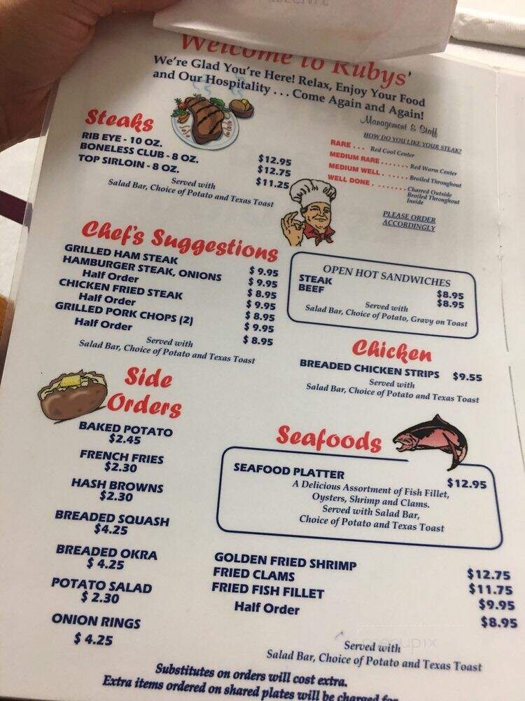 Rubys Inn & Restaurant - Purcell, OK menu_pic