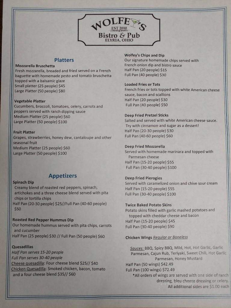 Wolfey's Bistro and Pub - Elyria, OH menu_pic