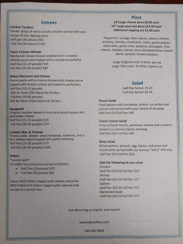 Wolfey's Bistro and Pub - Elyria, OH menu_pic