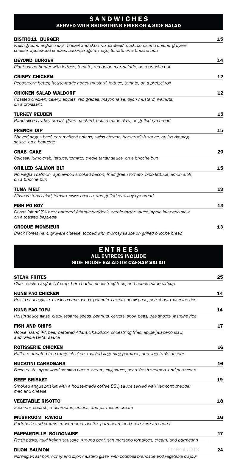 Bistro Eleven - Hagerstown, MD menu_pic