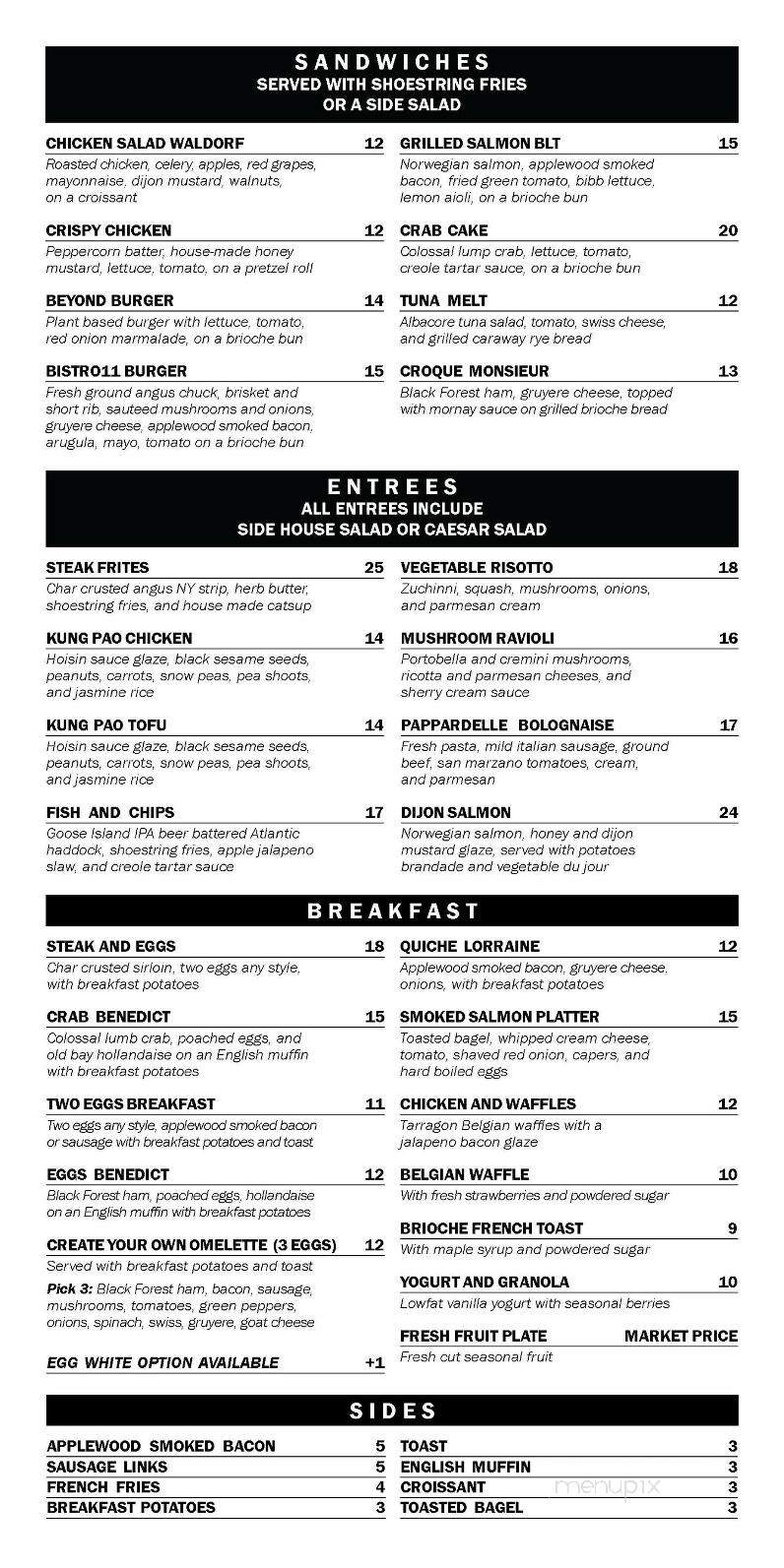 Bistro Eleven - Hagerstown, MD menu_pic
