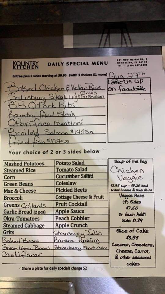 Menu Of Kountry Kitchen In Immokalee