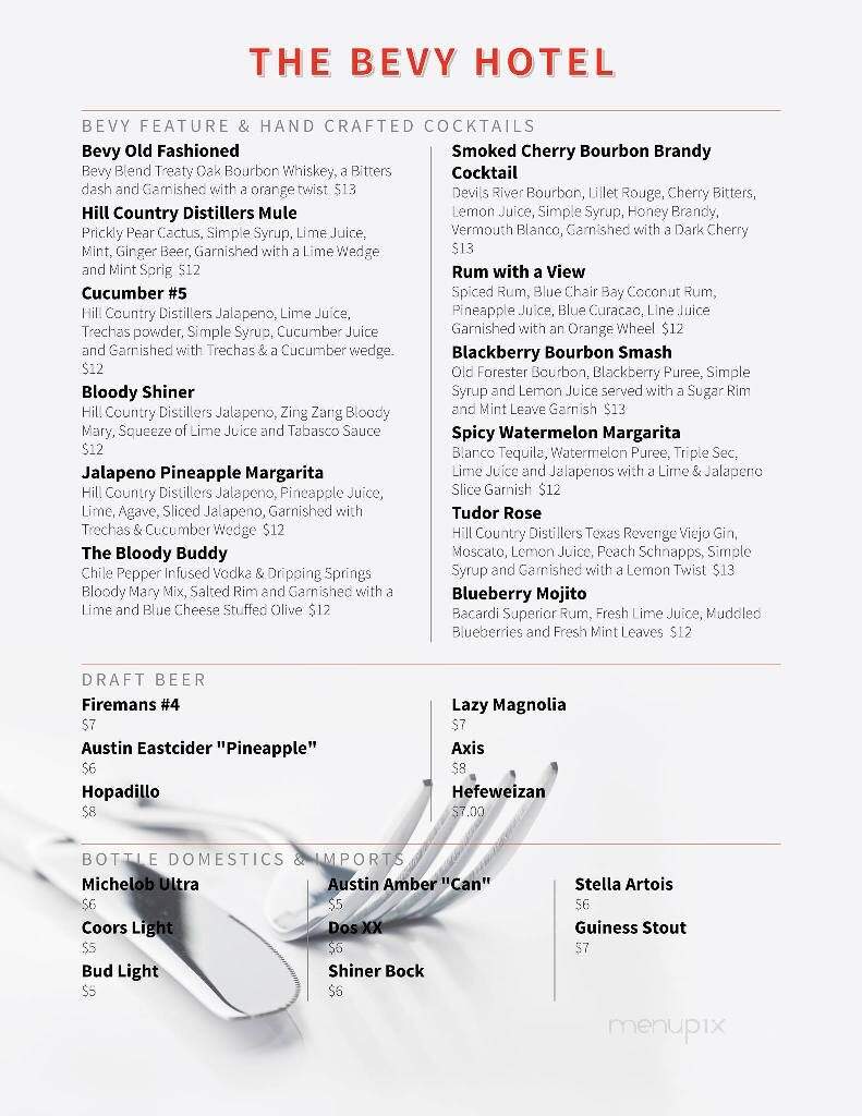 The Bevy - Boerne, TX menu_pic