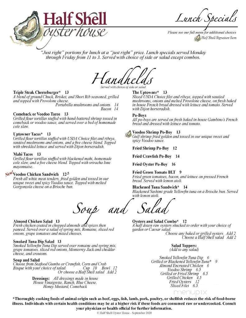 Half Shell Oyster House - Trussville, AL menu_pic