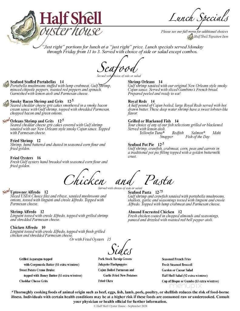 Half Shell Oyster House - Trussville, AL menu_pic