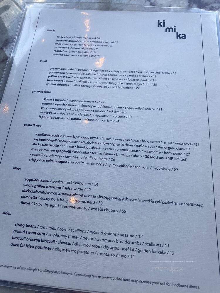 Kimika - New York, NY menu_pic