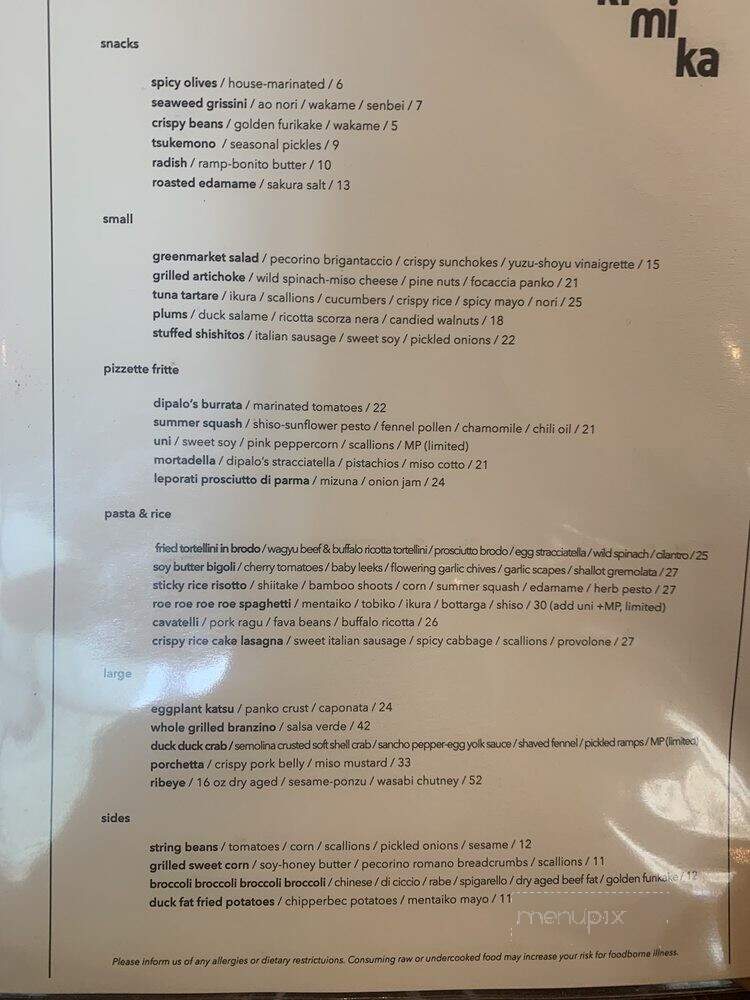 Kimika - New York, NY menu_pic