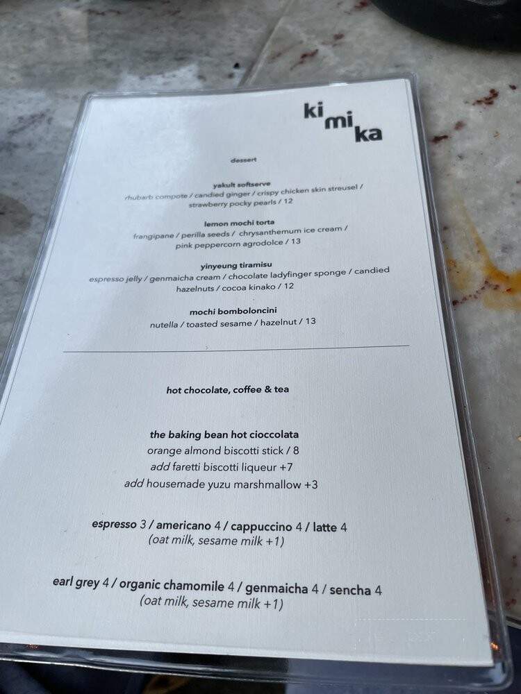 Kimika - New York, NY menu_pic