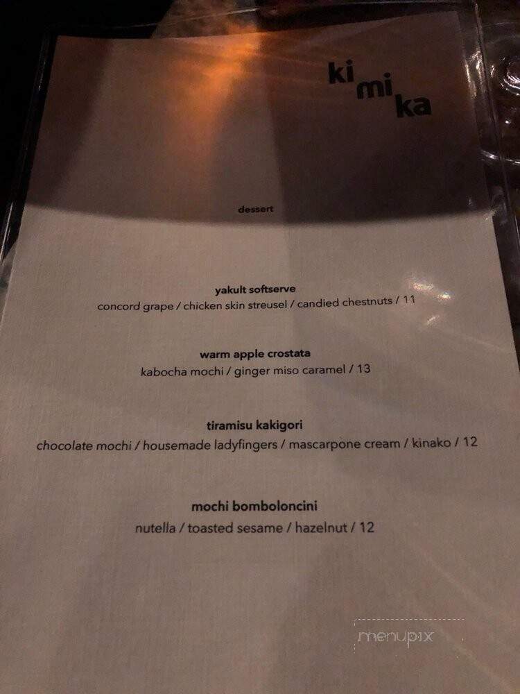 Kimika - New York, NY menu_pic