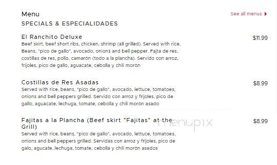 El Ranchito - Tickfaw, LA menu_pic