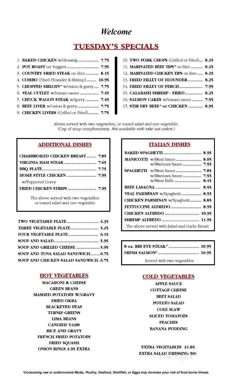 Park Place Restaurant - Greensboro, NC menu_pic