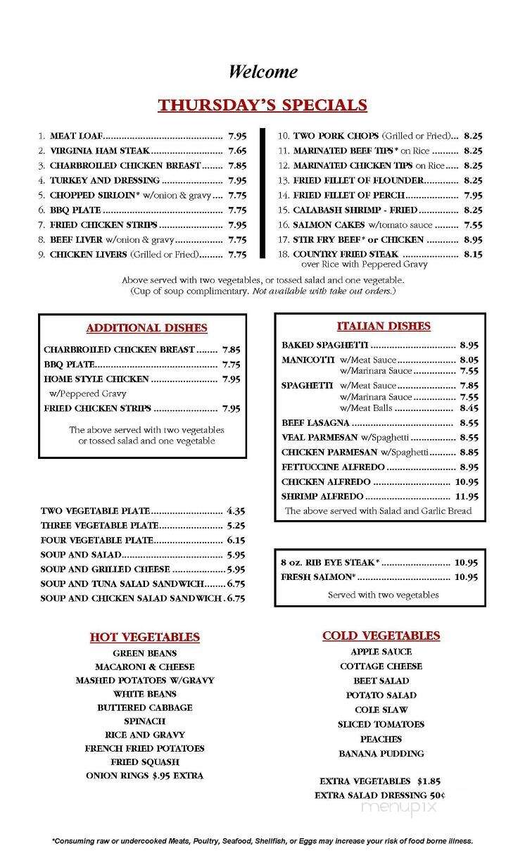 Park Place Restaurant - Greensboro, NC menu_pic