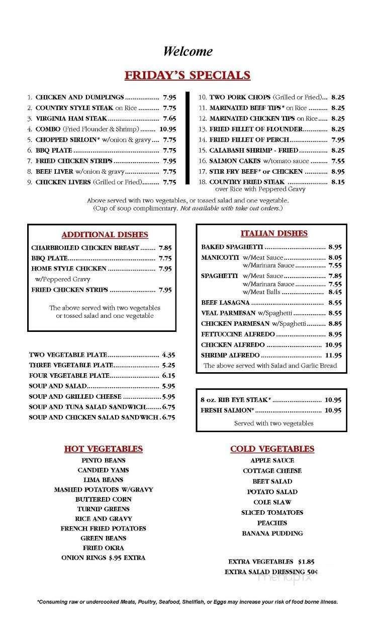 Park Place Restaurant - Greensboro, NC menu_pic