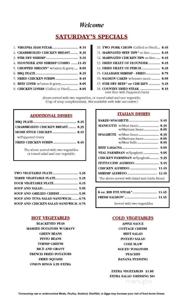Park Place Restaurant - Greensboro, NC menu_pic