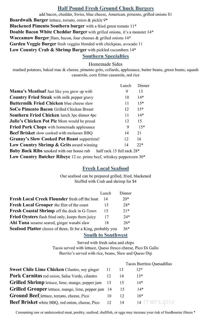 SoCo Grille - Georgetown, SC menu_pic