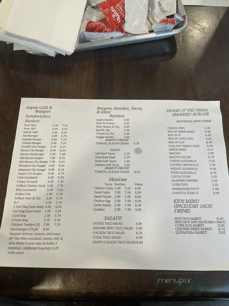 Aspen Grill - Lincolnton, NC menu_pic