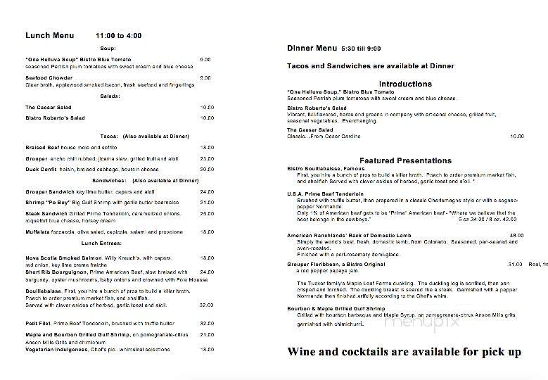 Beach Bistro - Holmes Beach, FL menu_pic