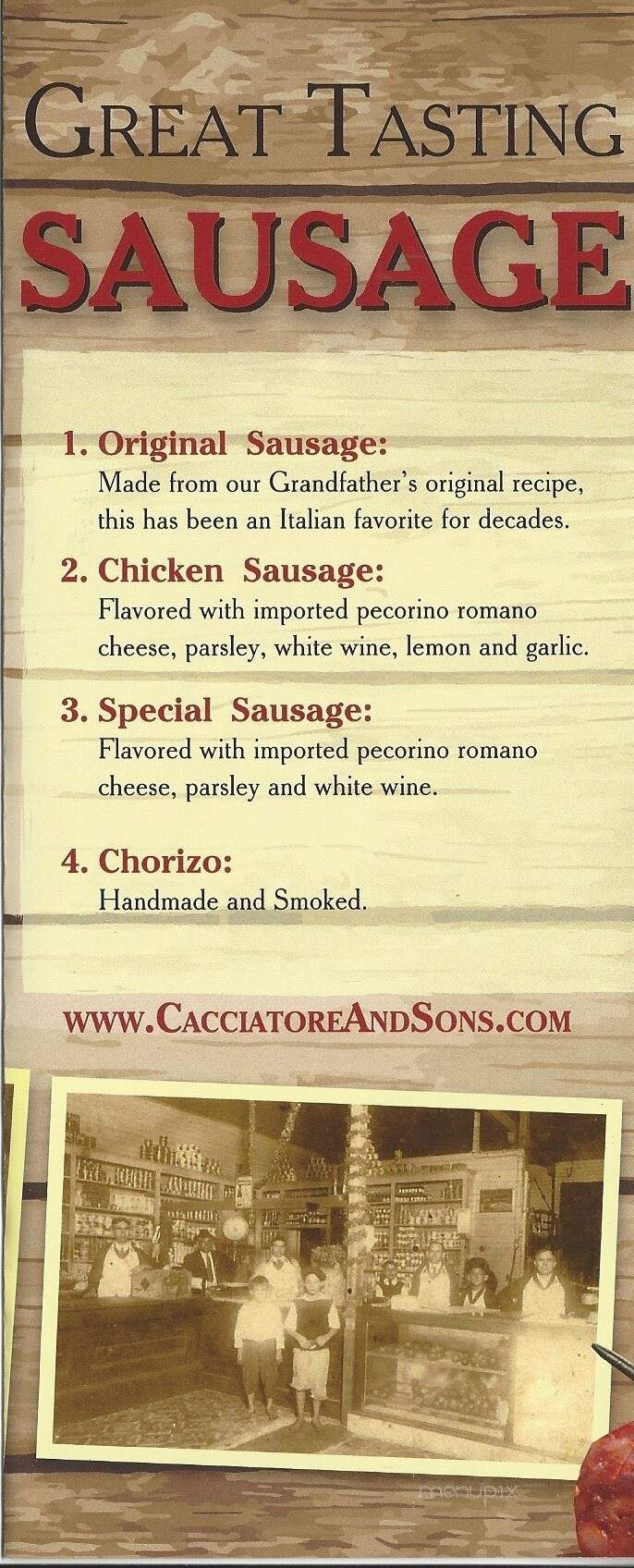 Cacciatore & Sons - Tampa, FL menu_pic