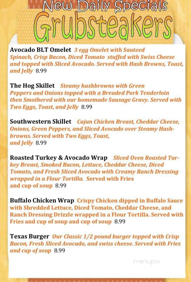 Grubsteakers Restaurant - Rochelle, IL menu_pic
