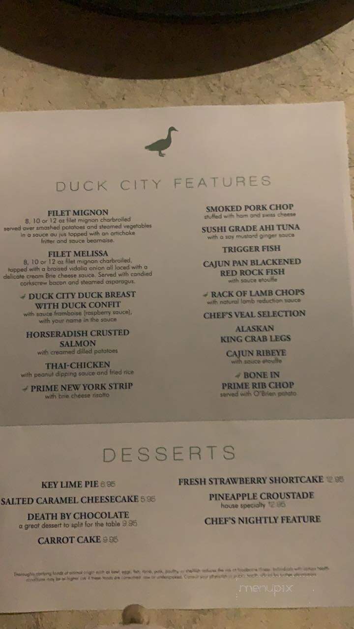 Duck City Bistro - Davenport, IA menu_pic