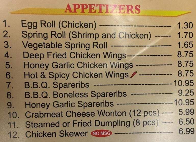 Five Star Chinese Restaurant - Cobourg, ON menu_pic