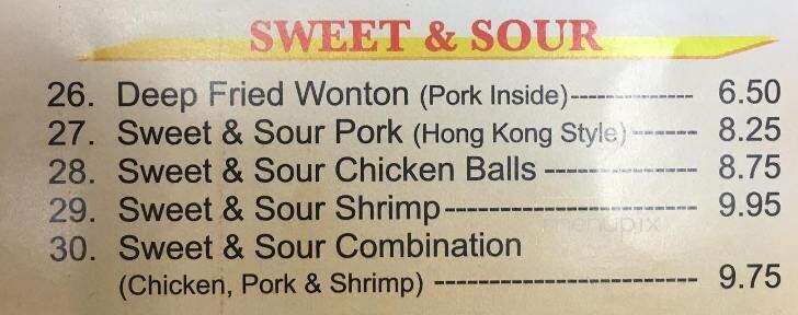 Five Star Chinese Restaurant - Cobourg, ON menu_pic