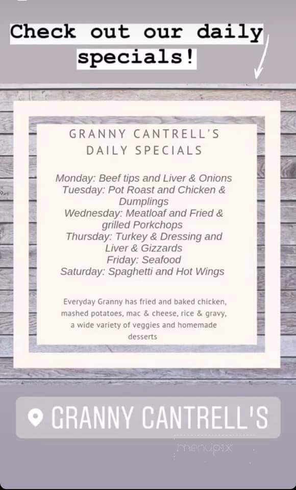 Granny Cantrell's - Panama City, FL menu_pic