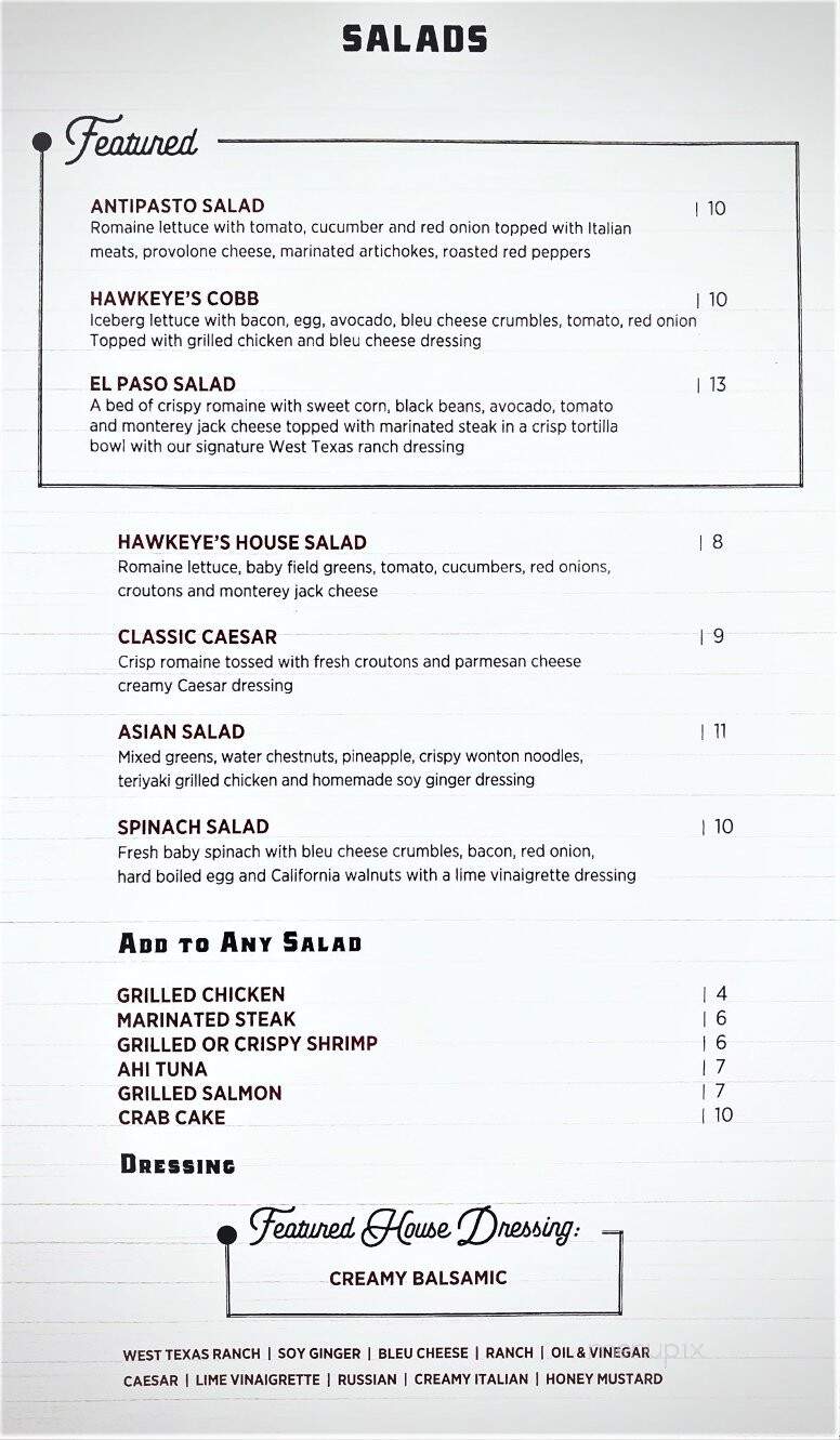 Hawkeye's Country Tavern - Perkasie, PA menu_pic