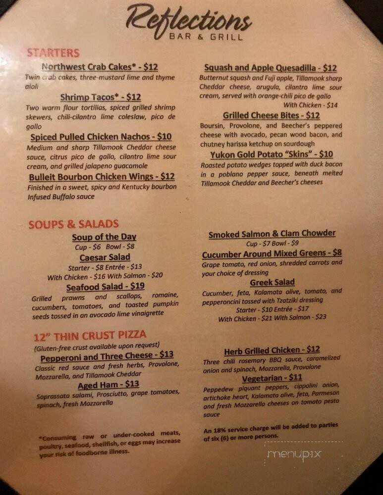 Reflections Grille - Seatac, WA menu_pic