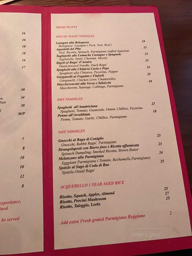 La Quercia - Vancouver, BC menu_pic