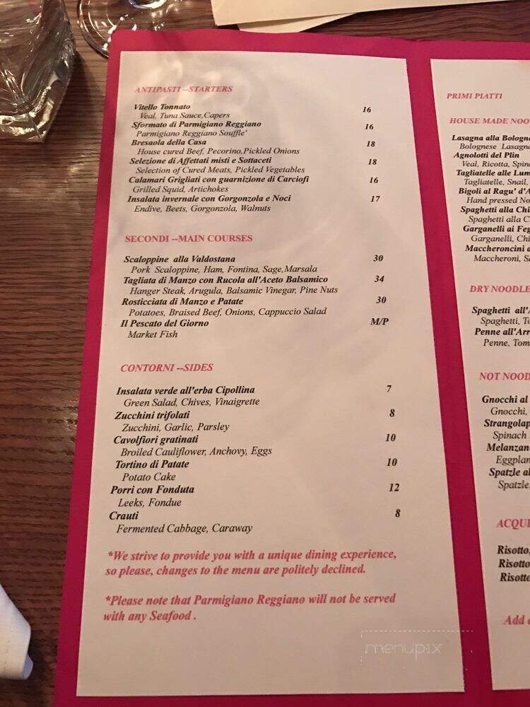 La Quercia - Vancouver, BC menu_pic