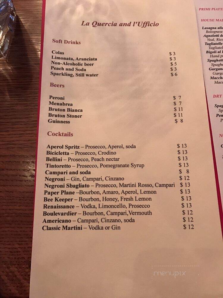 La Quercia - Vancouver, BC menu_pic