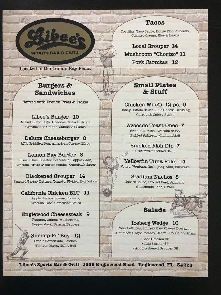 Libee's Sports Bar & Grill - Englewood, FL menu_pic