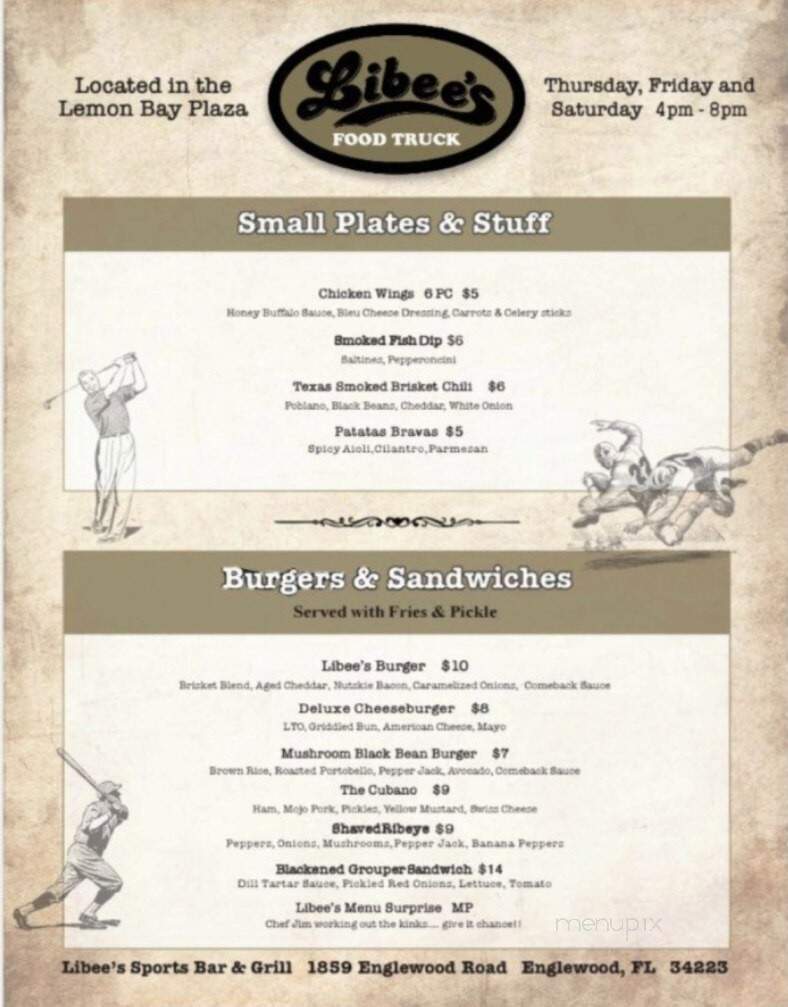 Libee's Sports Bar & Grill - Englewood, FL menu_pic