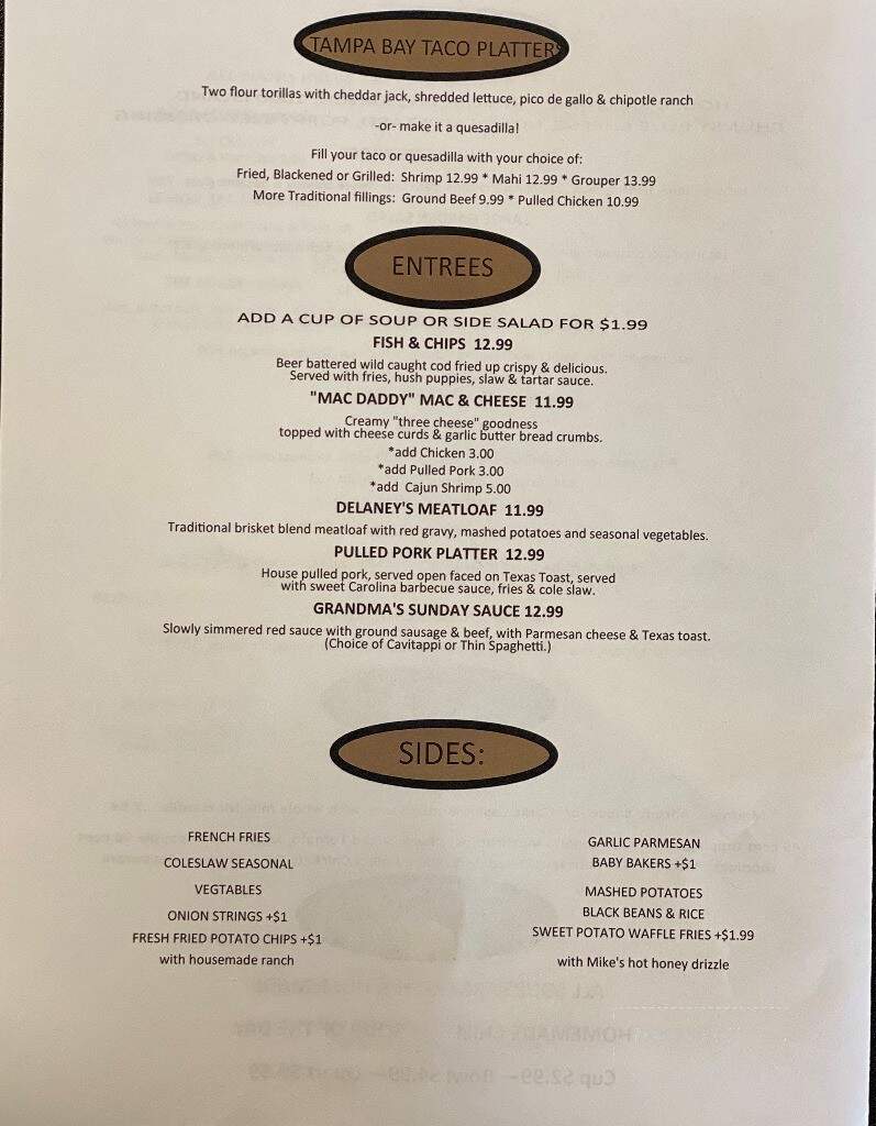 Libee's Sports Bar & Grill - Englewood, FL menu_pic