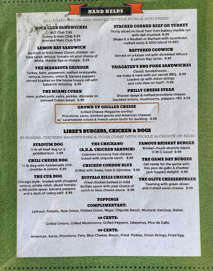 Libee's Sports Bar & Grill - Englewood, FL menu_pic