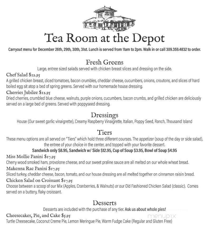 Tearoom At The Depot - Mackinaw, IL menu_pic