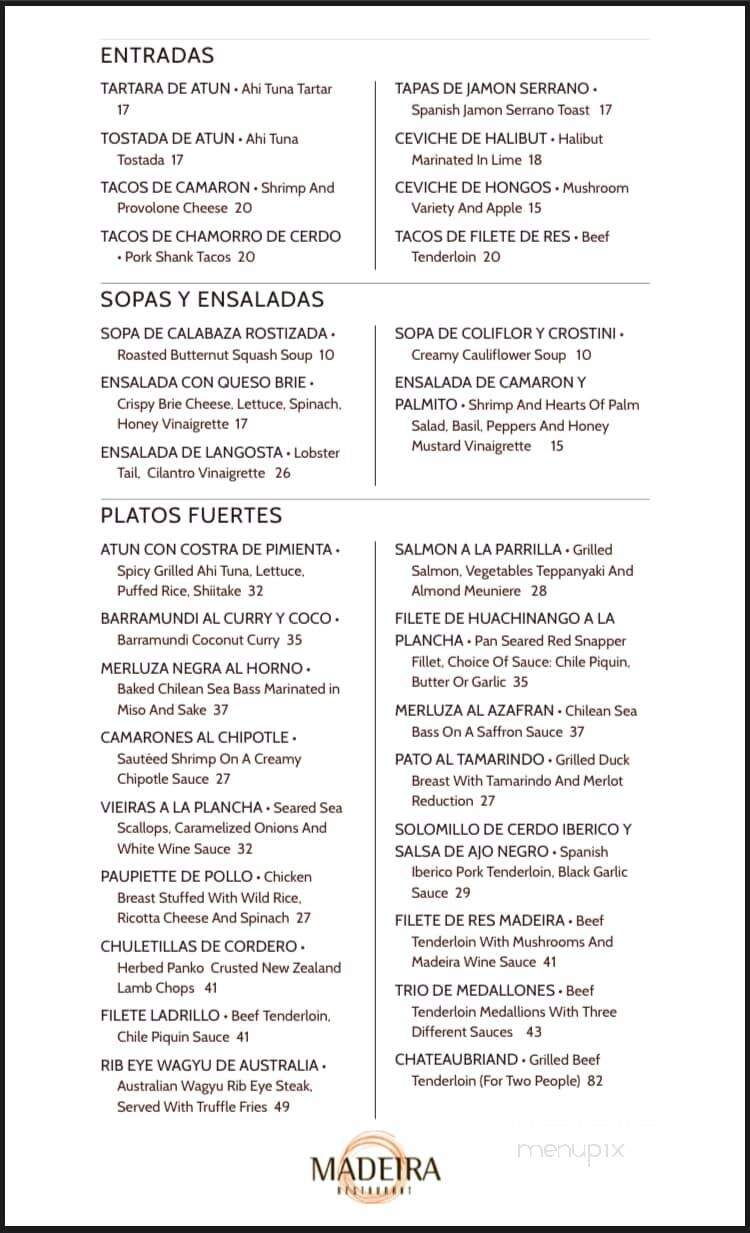 Madeira Restaurant - Brownsville, TX menu_pic