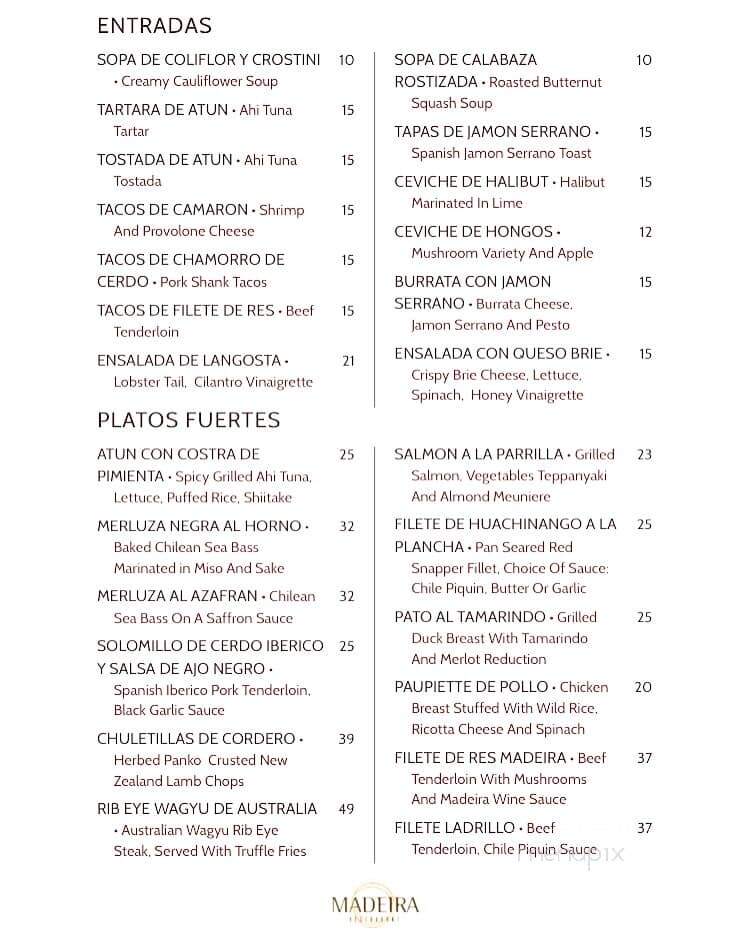 Madeira Restaurant - Brownsville, TX menu_pic