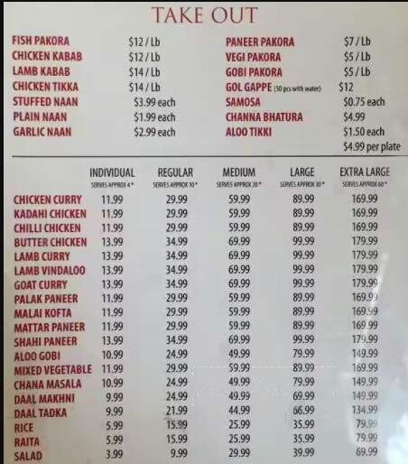Maharaja Catering Ltd - Surrey, BC menu_pic