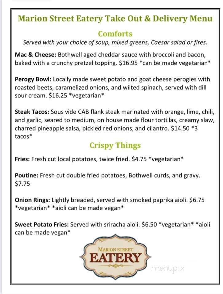 Marion Street Eatery - Winnipeg, MB menu_pic