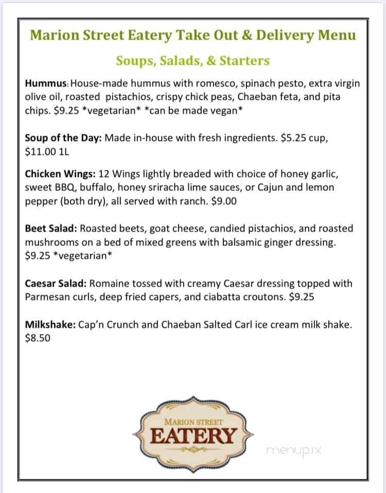 Marion Street Eatery - Winnipeg, MB menu_pic