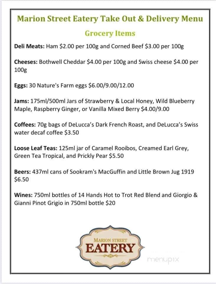 Marion Street Eatery - Winnipeg, MB menu_pic