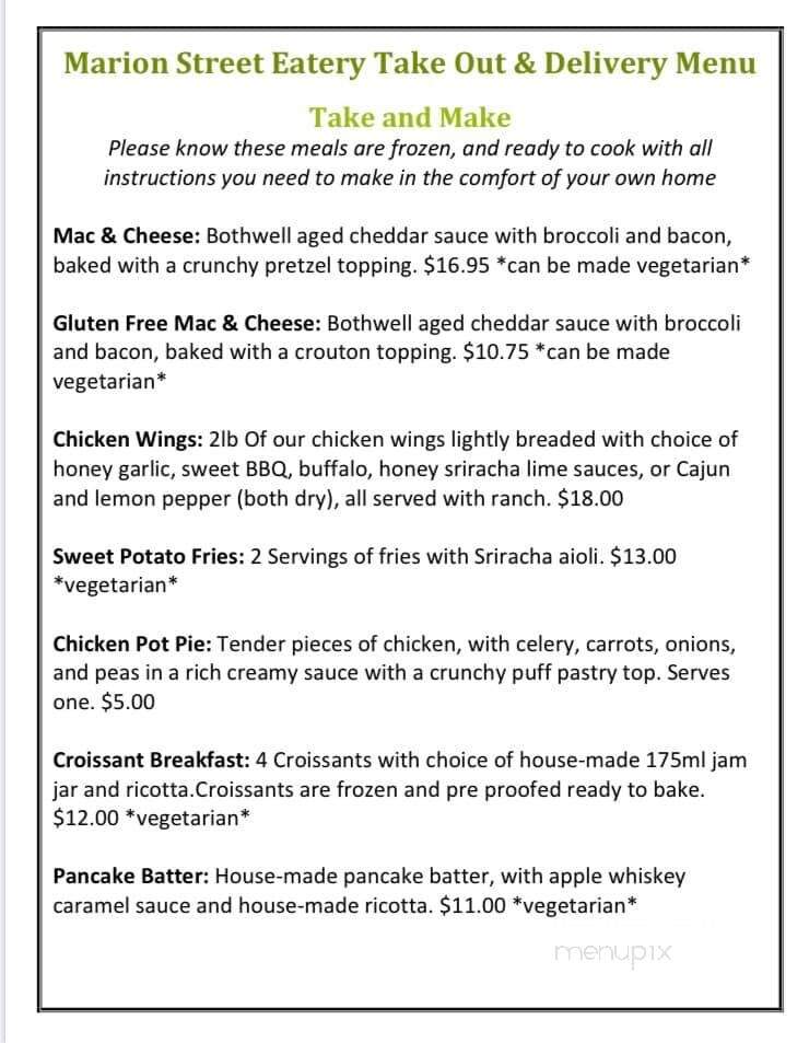 Marion Street Eatery - Winnipeg, MB menu_pic