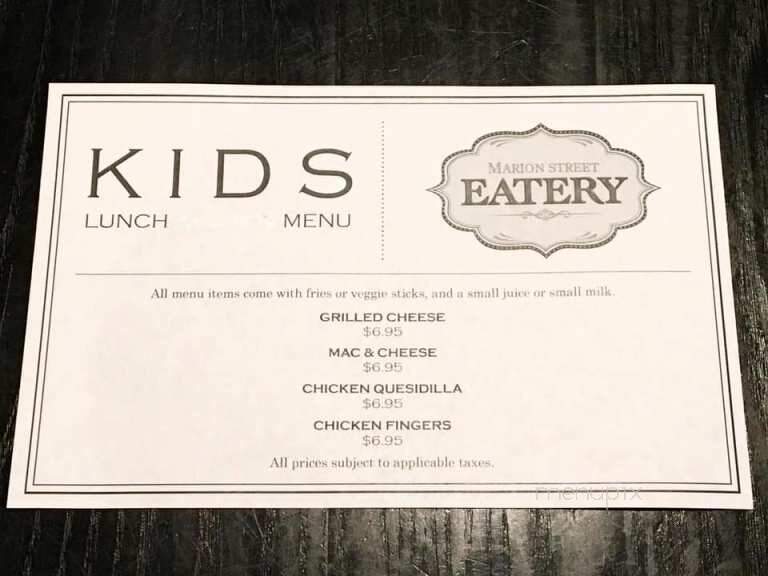 Marion Street Eatery - Winnipeg, MB menu_pic