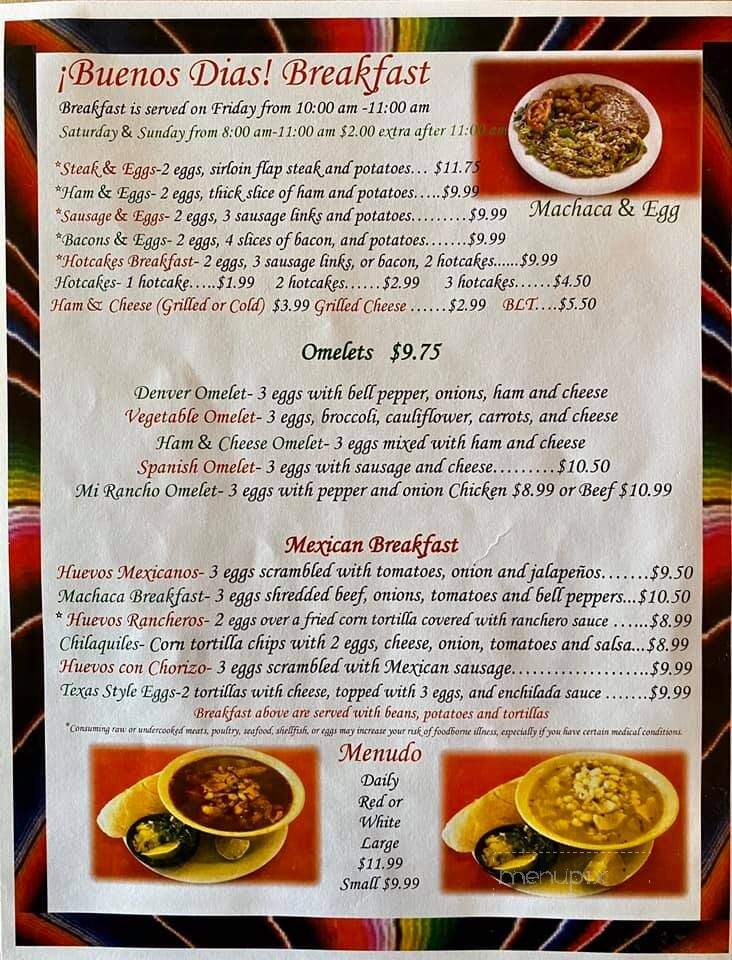 Mi Rancho Restaurant - Yuma, AZ menu_pic