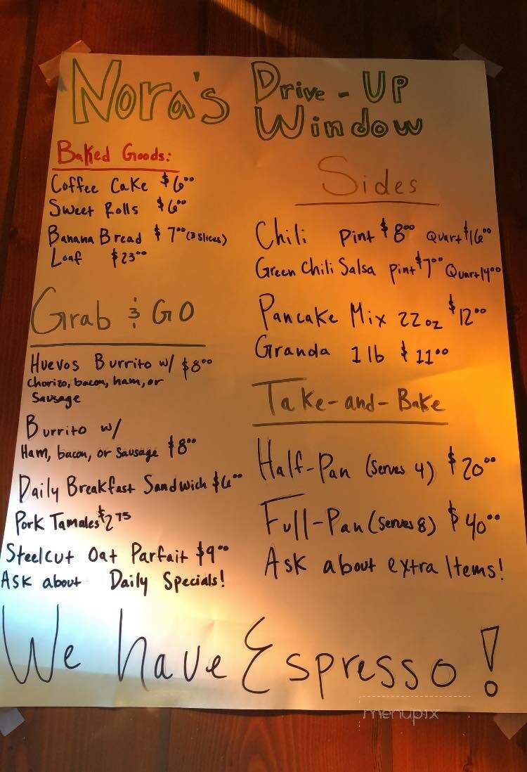 Nora's Fish Creek Inn - Wilson, WY menu_pic