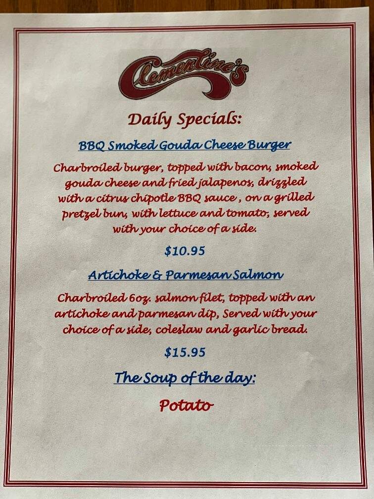 Clementine's Too - St Joseph, MI menu_pic
