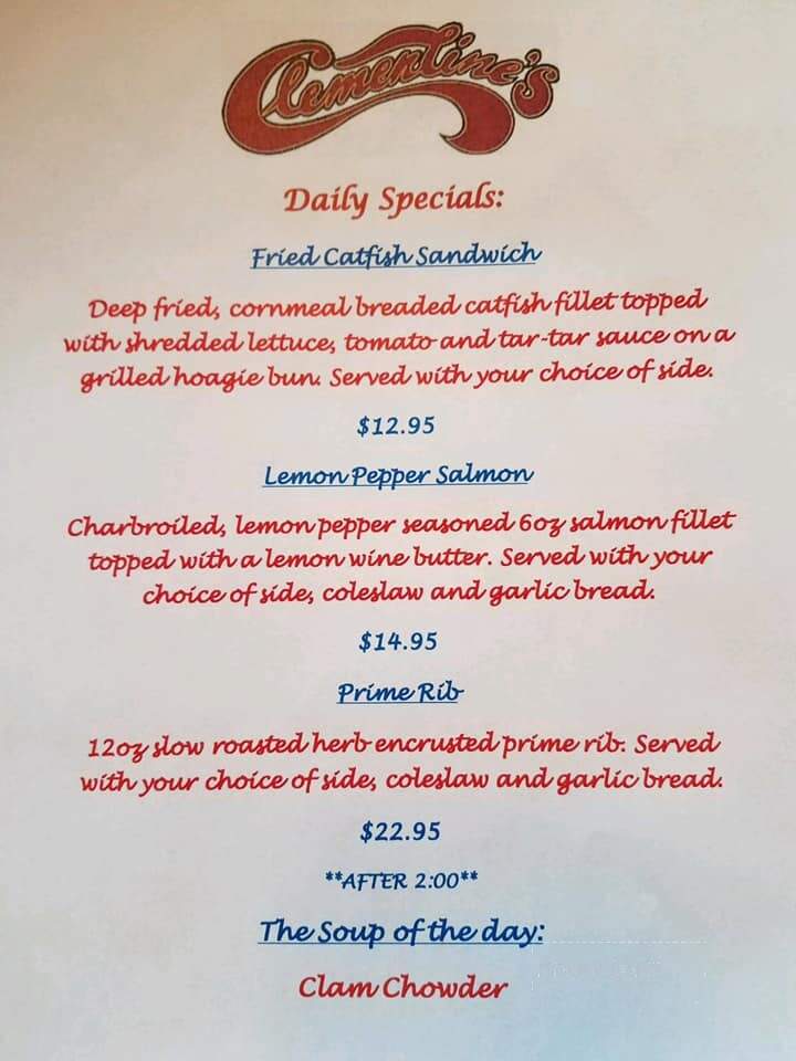 Clementine's Too - St Joseph, MI menu_pic